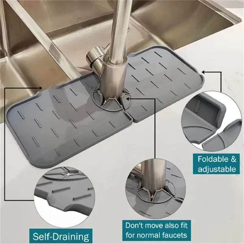 Water-Repellent Non-Slip Silicone Faucet & Sink Mat