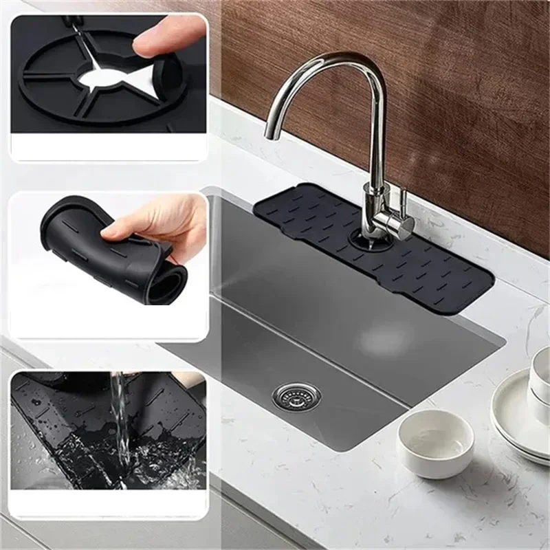 Water-Repellent Non-Slip Silicone Faucet & Sink Mat