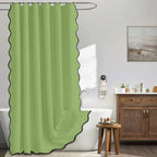 Water-Repellent Polyester Scalloped Wave-Edge Shower Curtain