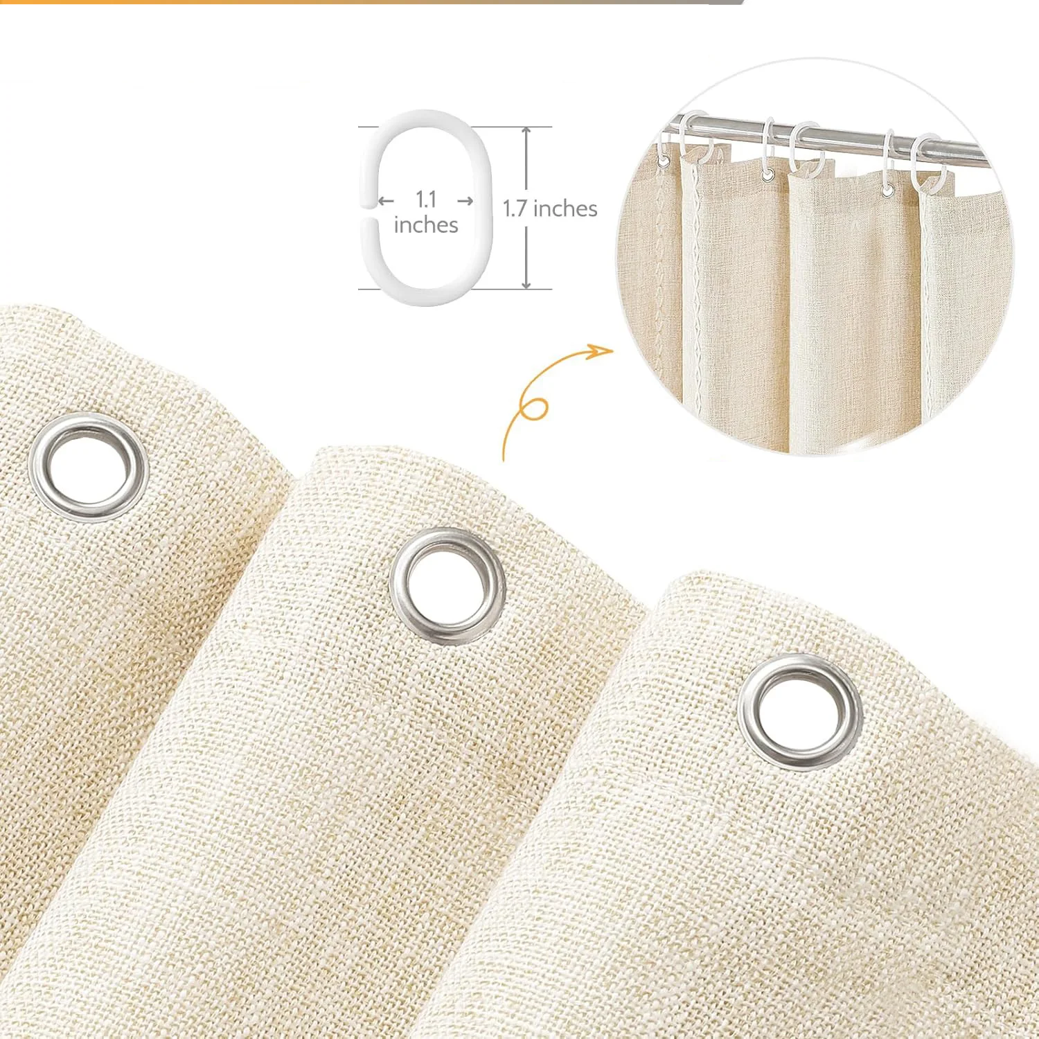 Water-Repellent Polyester Scalloped Wave-Edge Shower Curtain