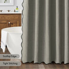 Water-Repellent Polyester Scalloped Wave-Edge Shower Curtain