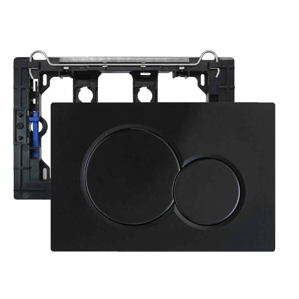 Water-Saving Dual-Flush Matte Black Toilet Push Plate (Includes Mounting Frame & Actuator)