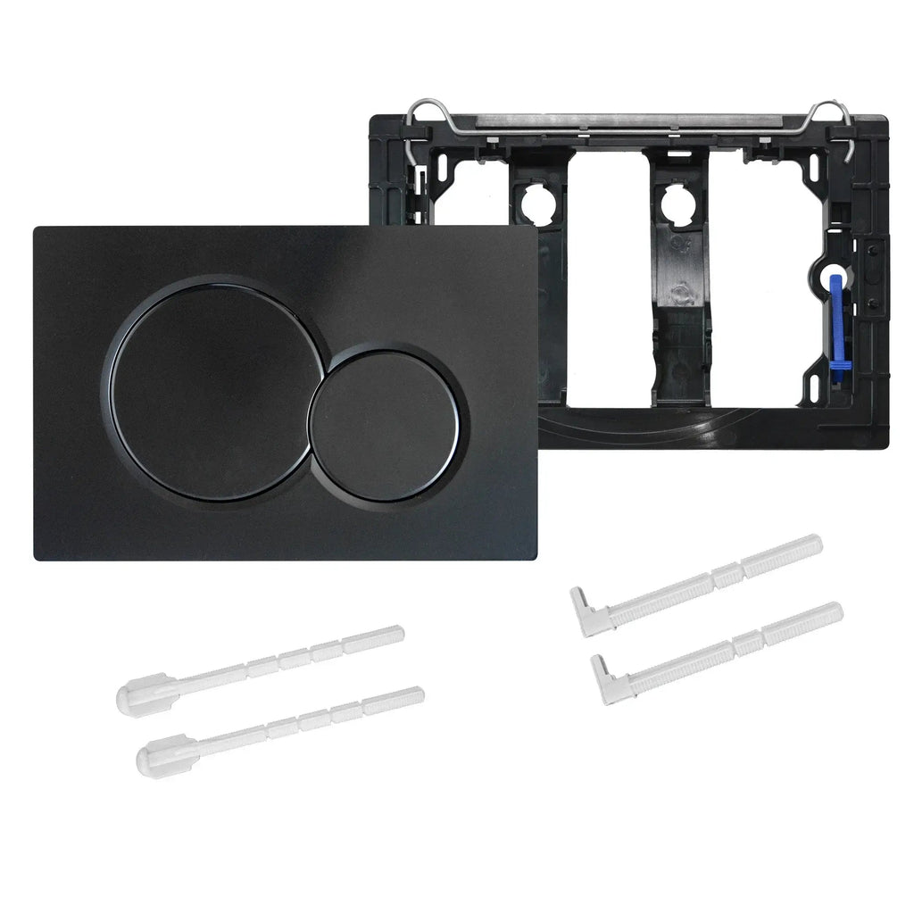 Water-Saving Dual-Flush Matte Black Toilet Push Plate (Includes Mounting Frame & Actuator)