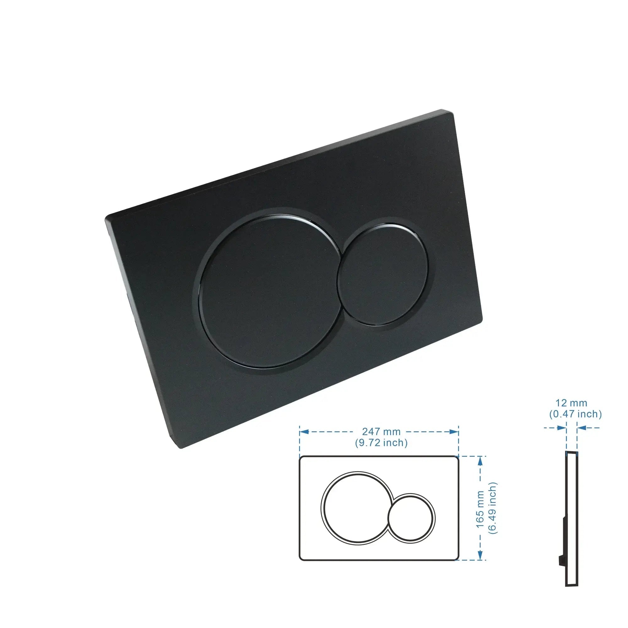 Water-Saving Dual-Flush Matte Black Toilet Push Plate (Includes Mounting Frame & Actuator)