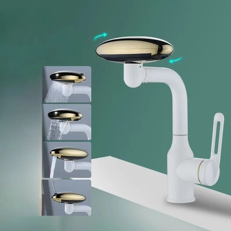Waterfall 4-Mode Stainless Steel Bathroom Faucet