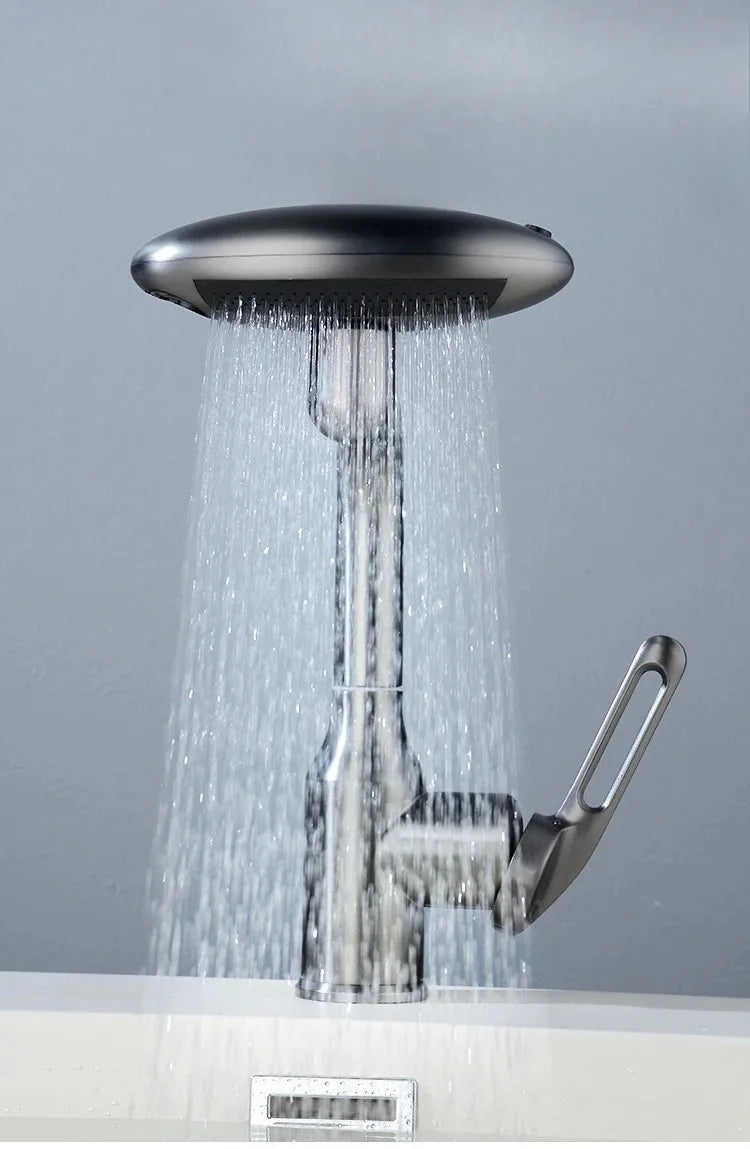 Waterfall 4-Mode Stainless Steel Bathroom Faucet