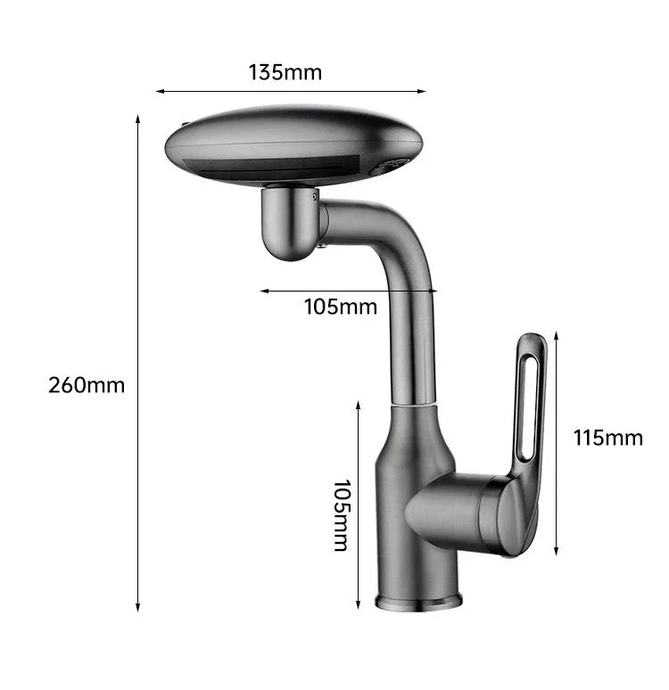 Waterfall 4-Mode Stainless Steel Bathroom Faucet