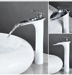 Waterfall Spout Brass Body & Ceramic Valve Basin Faucet (Single-Hole Deck-Mount)