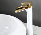 Waterfall Spout Brass Body & Ceramic Valve Basin Faucet (Single-Hole Deck-Mount)