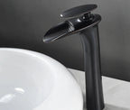 Waterfall Spout Brass Body & Ceramic Valve Basin Faucet (Single-Hole Deck-Mount)