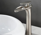 Waterfall Spout Brass Body & Ceramic Valve Basin Faucet (Single-Hole Deck-Mount)