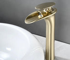 Waterfall Spout Brass Body & Ceramic Valve Basin Faucet (Single-Hole Deck-Mount)