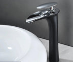 Waterfall Spout Brass Body & Ceramic Valve Basin Faucet (Single-Hole Deck-Mount)