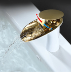 Waterfall Spout Brass Body & Ceramic Valve Basin Faucet (Single-Hole Deck-Mount)