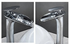 Waterfall Spout Brass Body & Ceramic Valve Basin Faucet (Single-Hole Deck-Mount)
