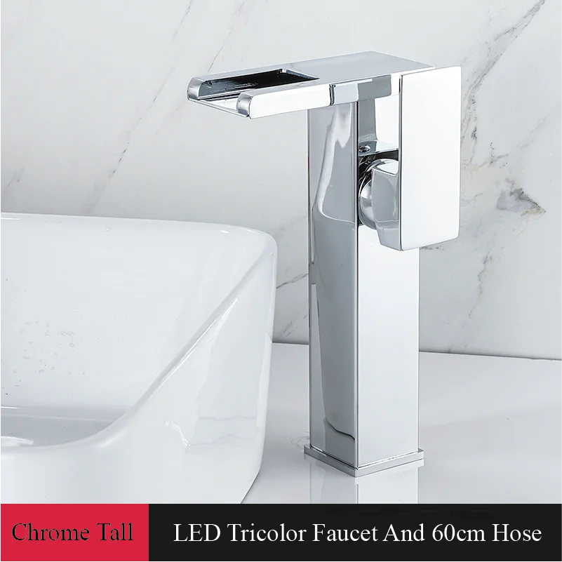 Waterfall Spout Ceramic Disc Single-Handle Bathroom Faucet (2-Hole Deck-Mount)