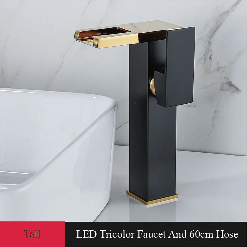 Waterfall Spout Ceramic Disc Single-Handle Bathroom Faucet (2-Hole Deck-Mount)
