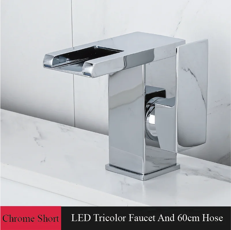 Waterfall Spout Ceramic Disc Single-Handle Bathroom Faucet (2-Hole Deck-Mount)