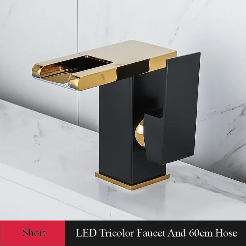 Waterfall Spout Ceramic Disc Single-Handle Bathroom Faucet (2-Hole Deck-Mount)