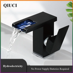 Waterfall Spout Ceramic Disc Single-Handle Bathroom Faucet (2-Hole Deck-Mount)