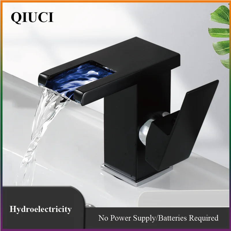Waterfall Spout Ceramic Disc Single-Handle Bathroom Faucet (2-Hole Deck-Mount)