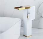 Waterfall Spout Ceramic Disc Single-Handle Bathroom Faucet (2-Hole Deck-Mount)