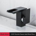 Waterfall Spout Ceramic Disc Single-Handle Bathroom Faucet (2-Hole Deck-Mount)
