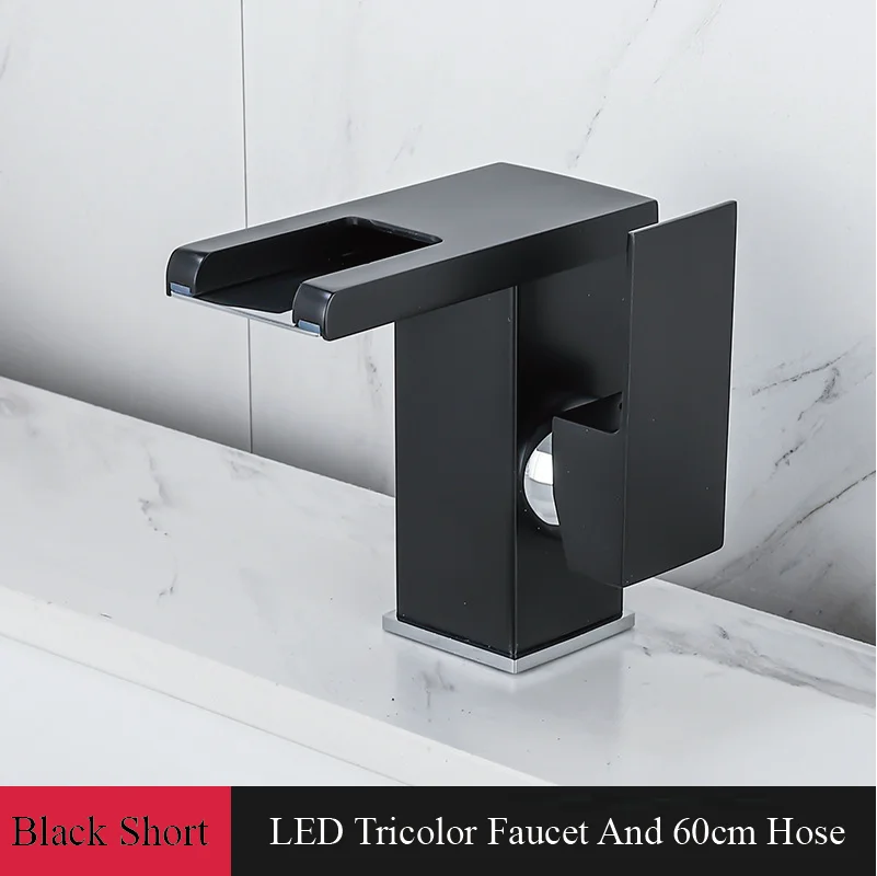 Waterfall Spout Ceramic Disc Single-Handle Bathroom Faucet (2-Hole Deck-Mount)