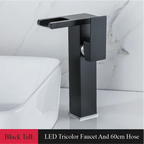 Waterfall Spout Ceramic Disc Single-Handle Bathroom Faucet (2-Hole Deck-Mount)