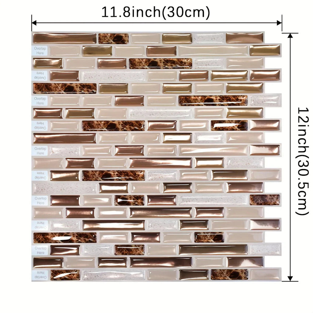 Waterproof 3D Gold Peel & Stick Wall Tile (30cm)