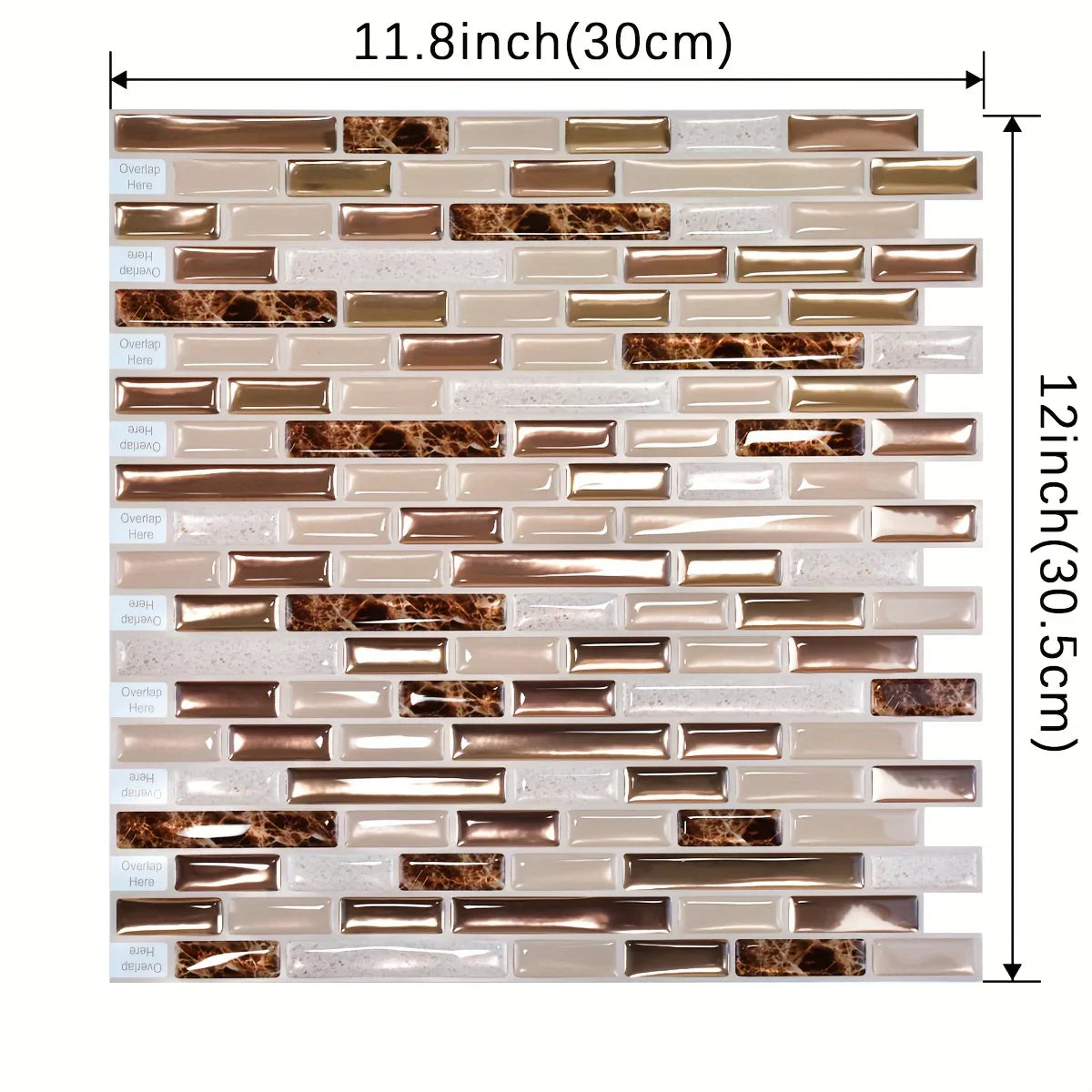 Waterproof 3D Gold Peel & Stick Wall Tile (30cm)