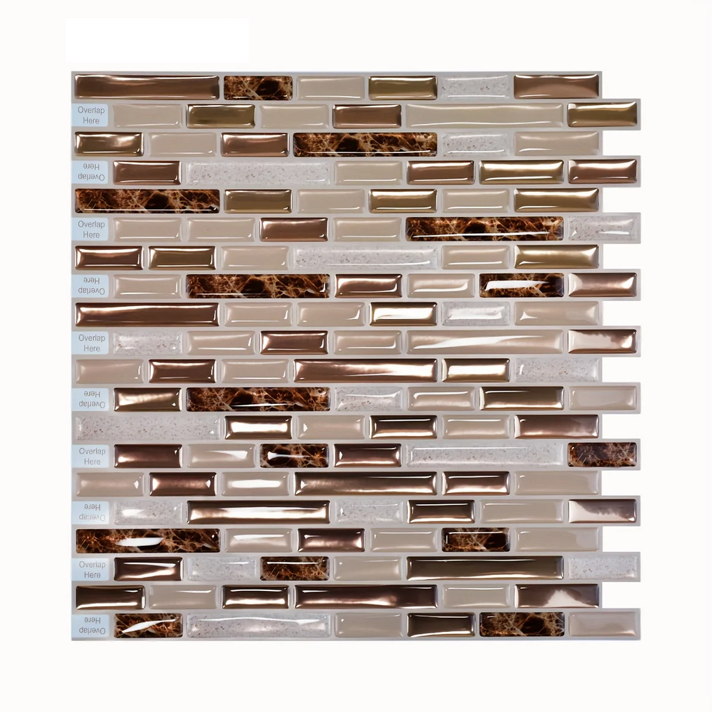 Waterproof 3D Gold Peel & Stick Wall Tile (30cm)