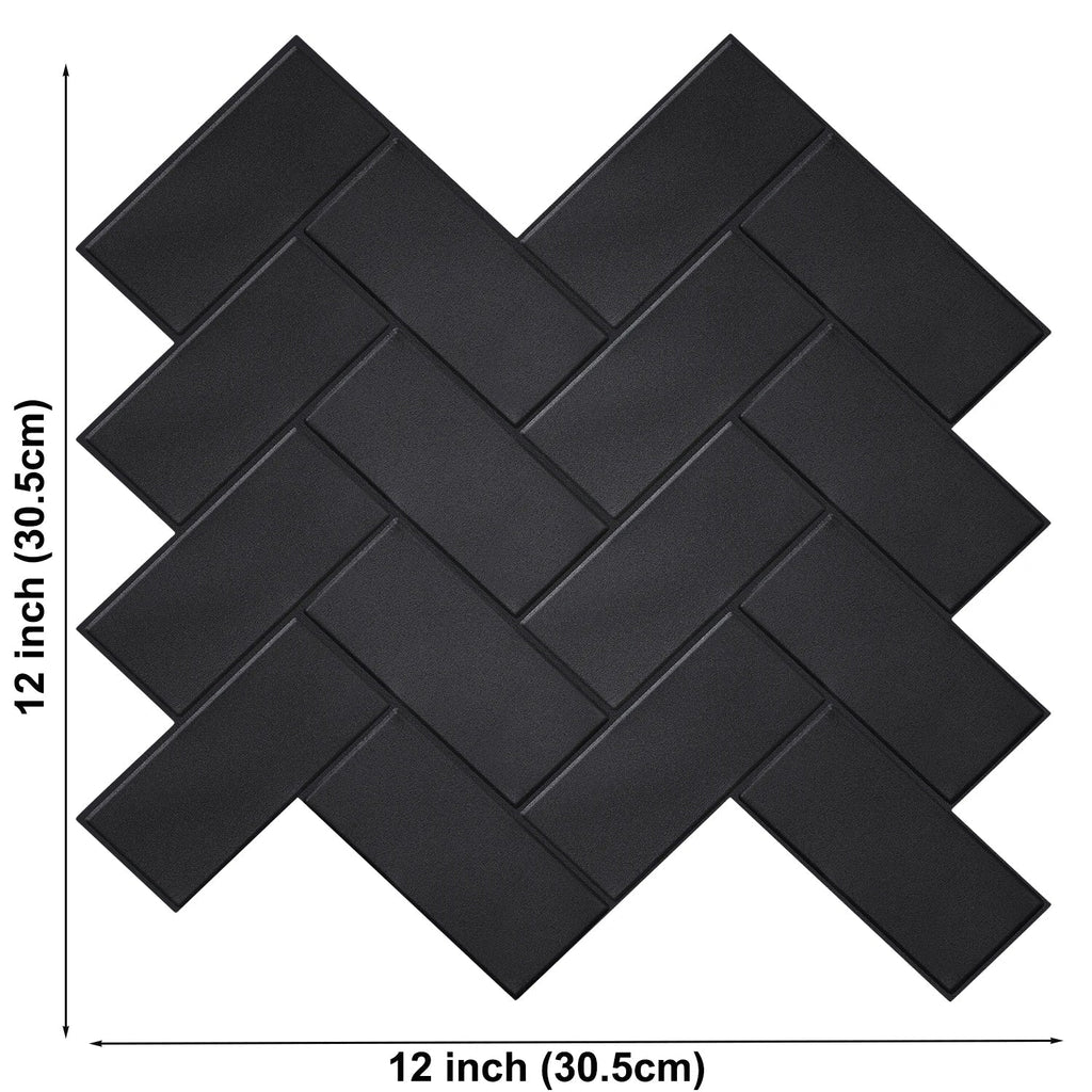 Waterproof 3D Herringbone Peel-And-Stick Wall Tile (Set of 10)