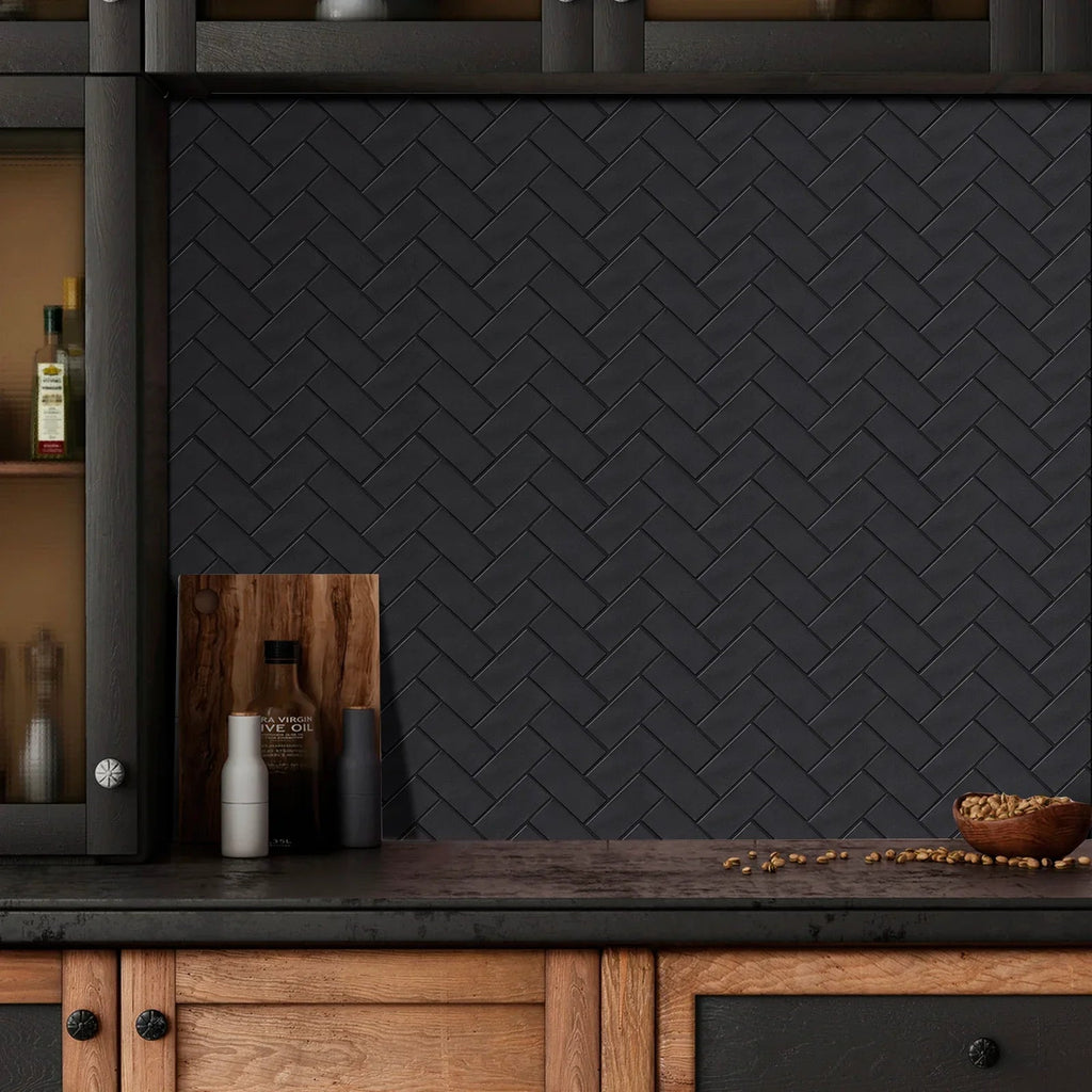 Waterproof 3D Herringbone Peel-And-Stick Wall Tile (Set of 10)