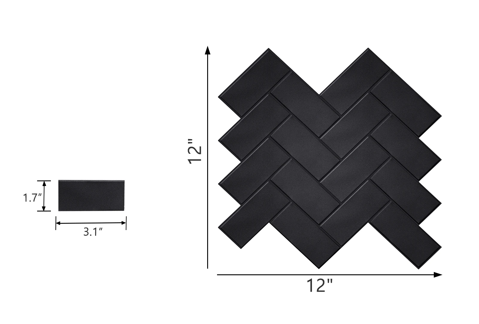 Waterproof 3D Herringbone Peel-And-Stick Wall Tile (Set of 10)