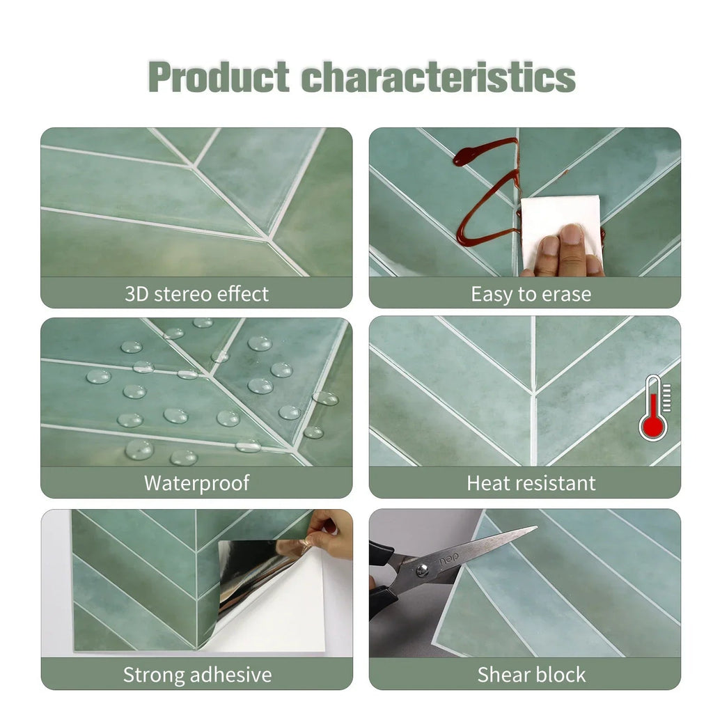 Waterproof 3D Textured Peel-And-Stick Wall Tiles (10-Sheet Pack)