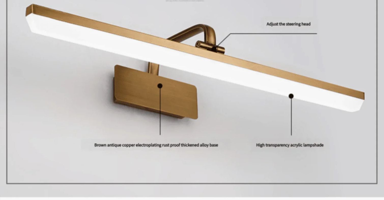 Waterproof Bronze LED Mirror Wall Light
