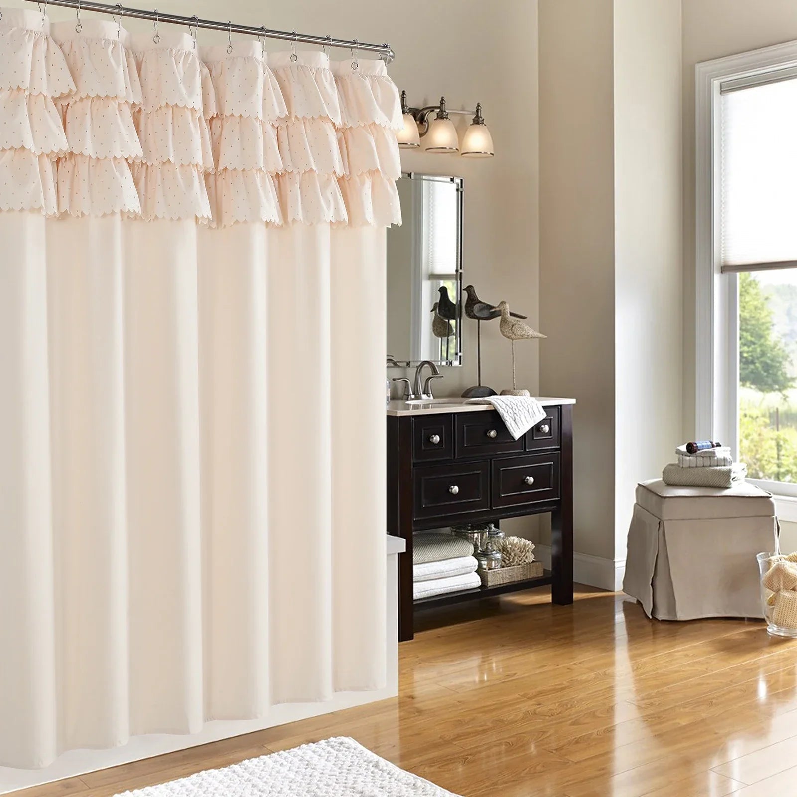 Waterproof Linen-Look Shower Curtain (Rust-Resistant Grommets)