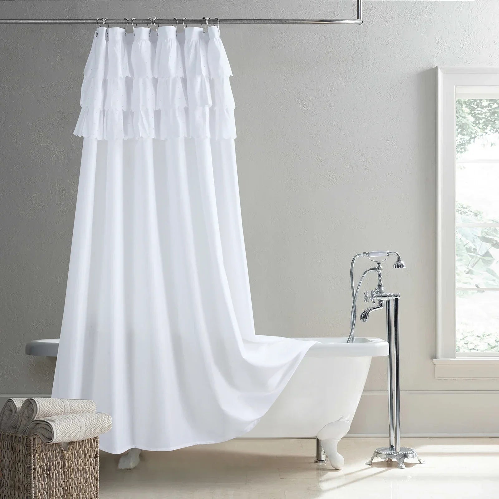 Waterproof Linen-Look Shower Curtain (Rust-Resistant Grommets)