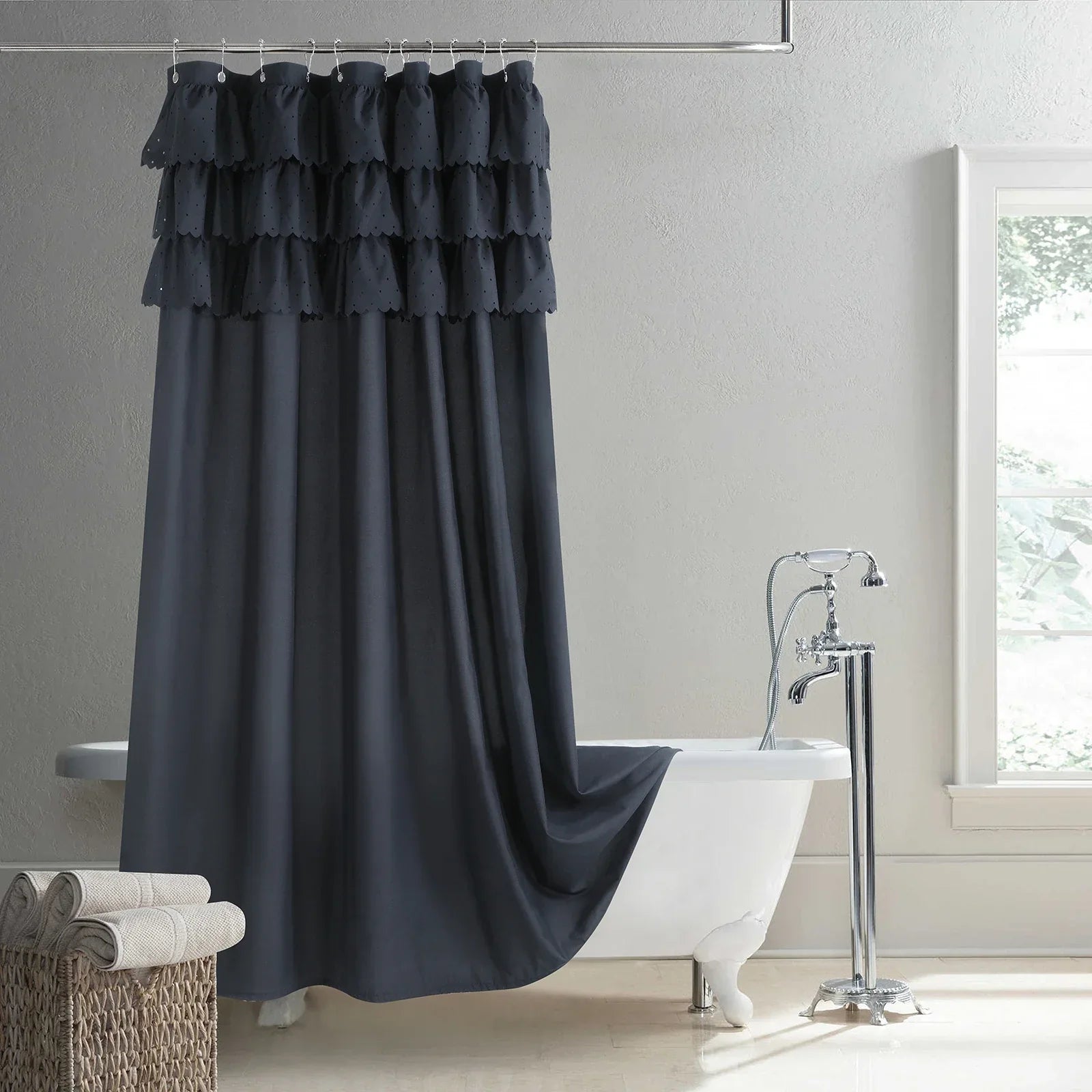 Waterproof Linen-Look Shower Curtain (Rust-Resistant Grommets)