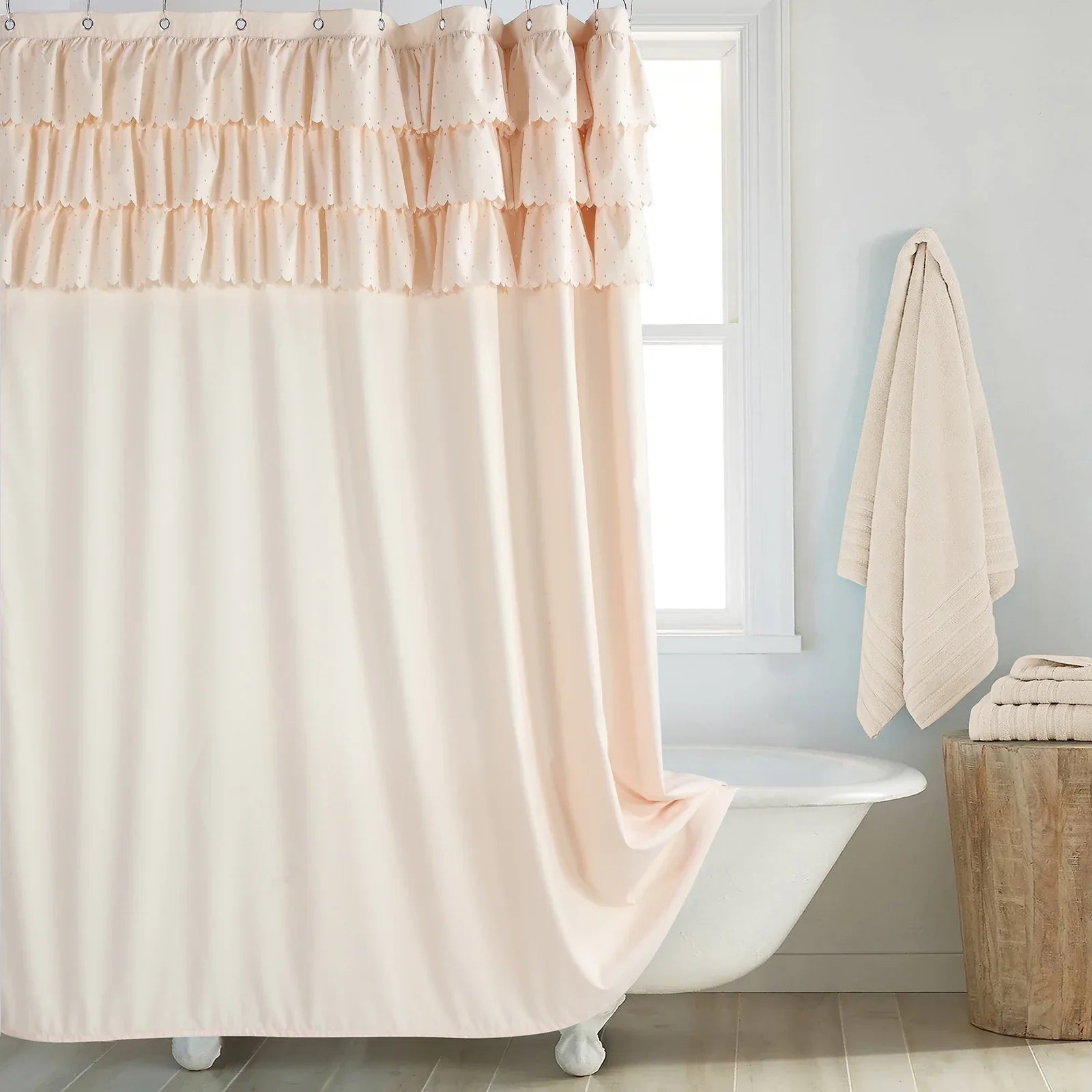 Waterproof Linen-Look Shower Curtain (Rust-Resistant Grommets)