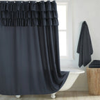 Waterproof Linen-Look Shower Curtain (Rust-Resistant Grommets)
