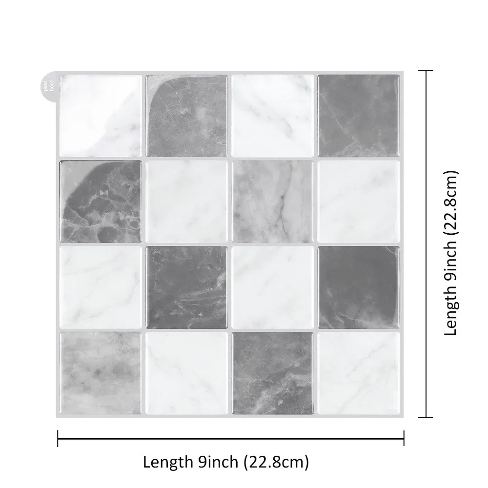Waterproof & Oil-Resistant Peel-And-Stick 3D Backsplash Tile (9 x 9 in)