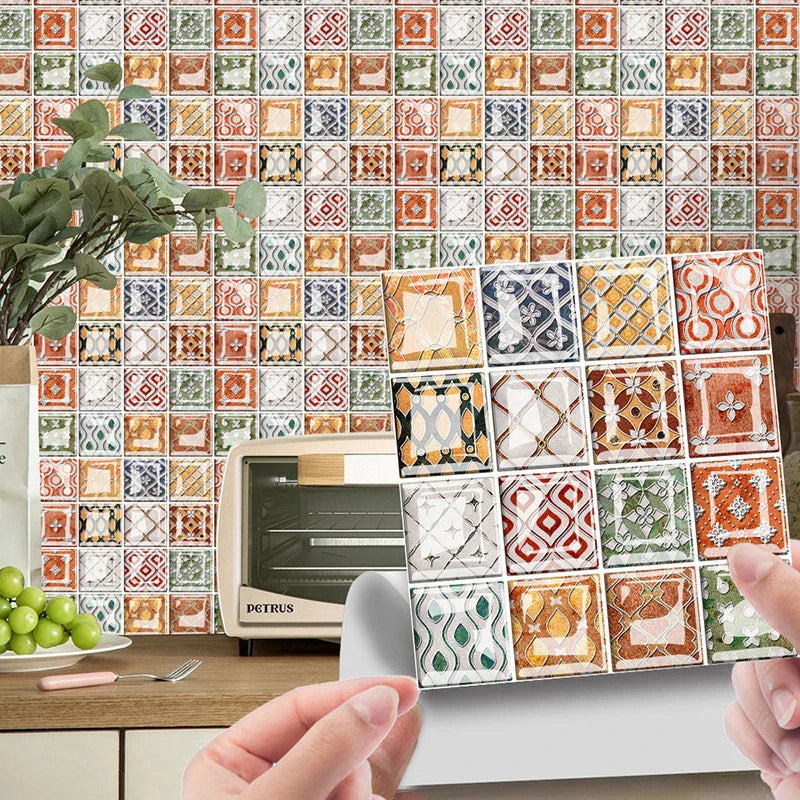 Waterproof Peel-And-Stick 3D Mosaic Wall Tiles (Set of 10)