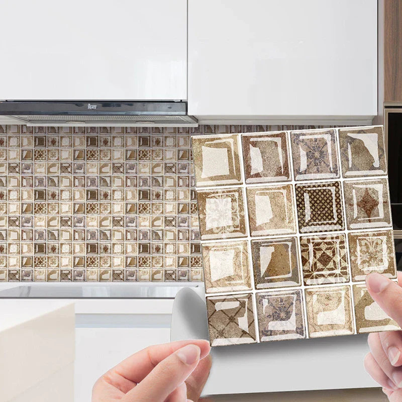 Waterproof Peel-And-Stick 3D Mosaic Wall Tiles (Set of 10)