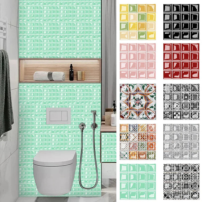 Waterproof Peel-And-Stick 3D Mosaic Wall Tiles (Set of 10)