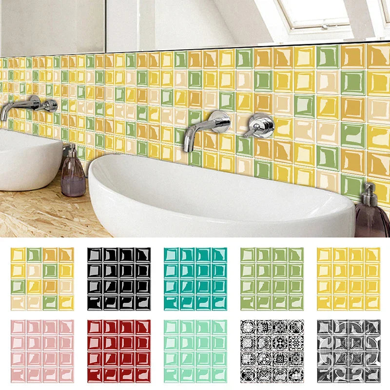 Waterproof Peel-And-Stick 3D Mosaic Wall Tiles (Set of 10)