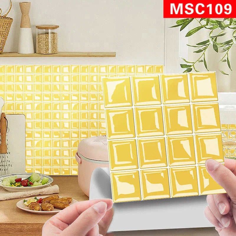 Waterproof Peel-And-Stick 3D Mosaic Wall Tiles (Set of 10)