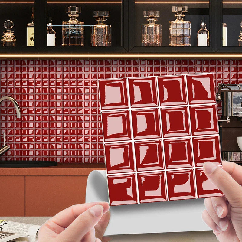 Waterproof Peel-And-Stick 3D Mosaic Wall Tiles (Set of 10)