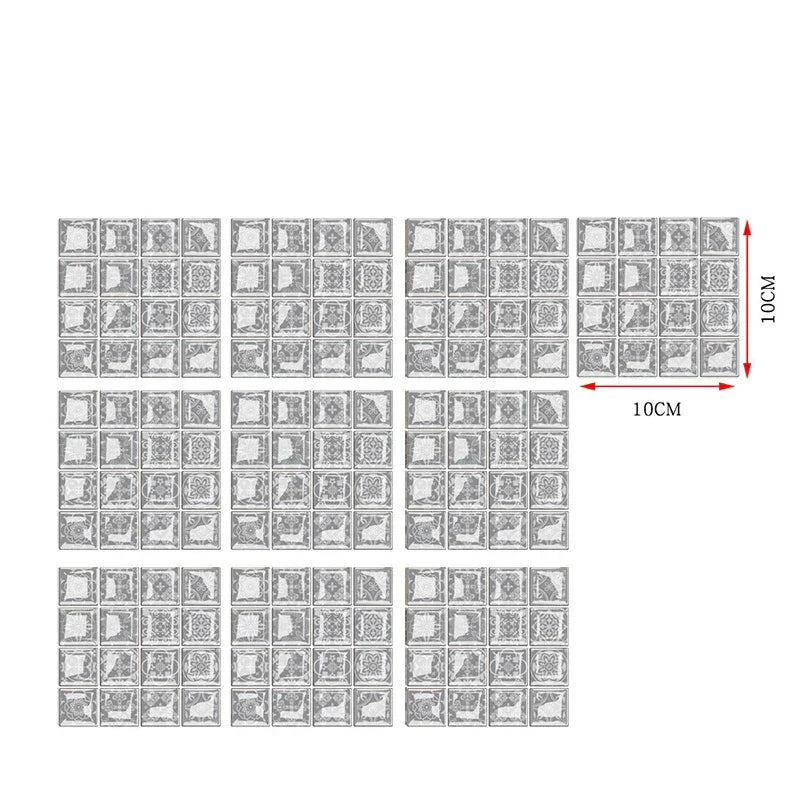 Waterproof Peel-And-Stick 3D Mosaic Wall Tiles (Set of 10)